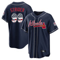 Atlanta Braves #99 Spencer Strider Player Navy AmberGomez USA 250 Fourth Of July Limited Home Game Stitched Jerseys