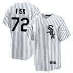 Chicago White Sox #72 Carlton Fisk Player White AmberGomez Stripe Home Game Stitched Jerseys