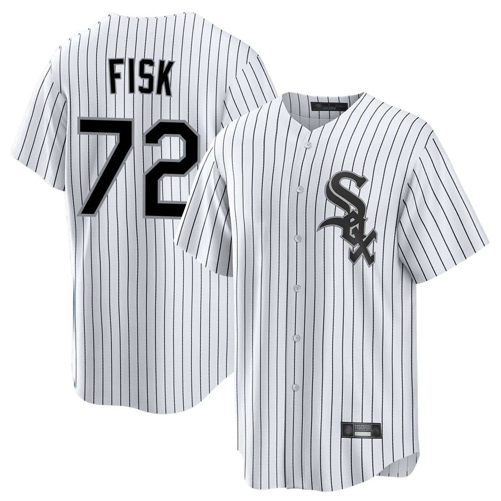 Chicago White Sox #72 Carlton Fisk Player White AmberGomez Stripe Home Game Stitched Jerseys