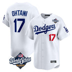 Los Angeles Dodgers #17 Shohei Ohtani Player White AmberGomez World Series Limited Home Stitched Jerseys