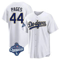 Los Angeles Dodgers #44 Andy Pages Player Gold White AmberGomez World Series Meet 2026 Collection Stadium Game Stitched Jerseys