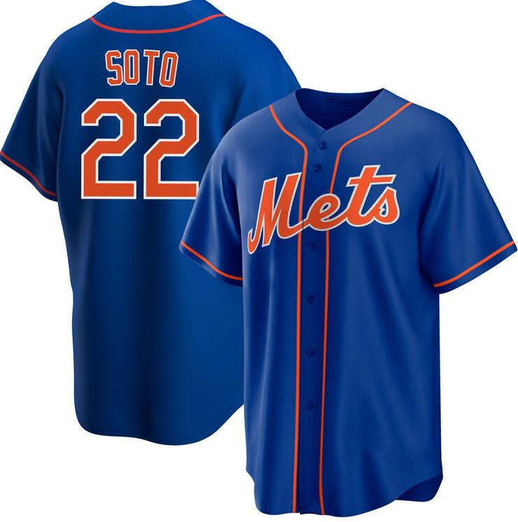 New York Mets #22 Juan Soto Royal AmberGomez 2024 Cool Base Limited Stitched Jersey
