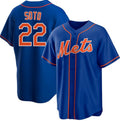 New York Mets #22 Juan Soto Royal AmberGomez 2024 Cool Base Limited Stitched Jersey