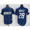 Detroit Tigers #28 Javier Baez 2024 Navy AmberGomez City Connect Cool Base Limited Stitched Jersey