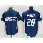Detroit Tigers #28 Javier Baez 2024 Navy AmberGomez City Connect Cool Base Limited Stitched Jersey