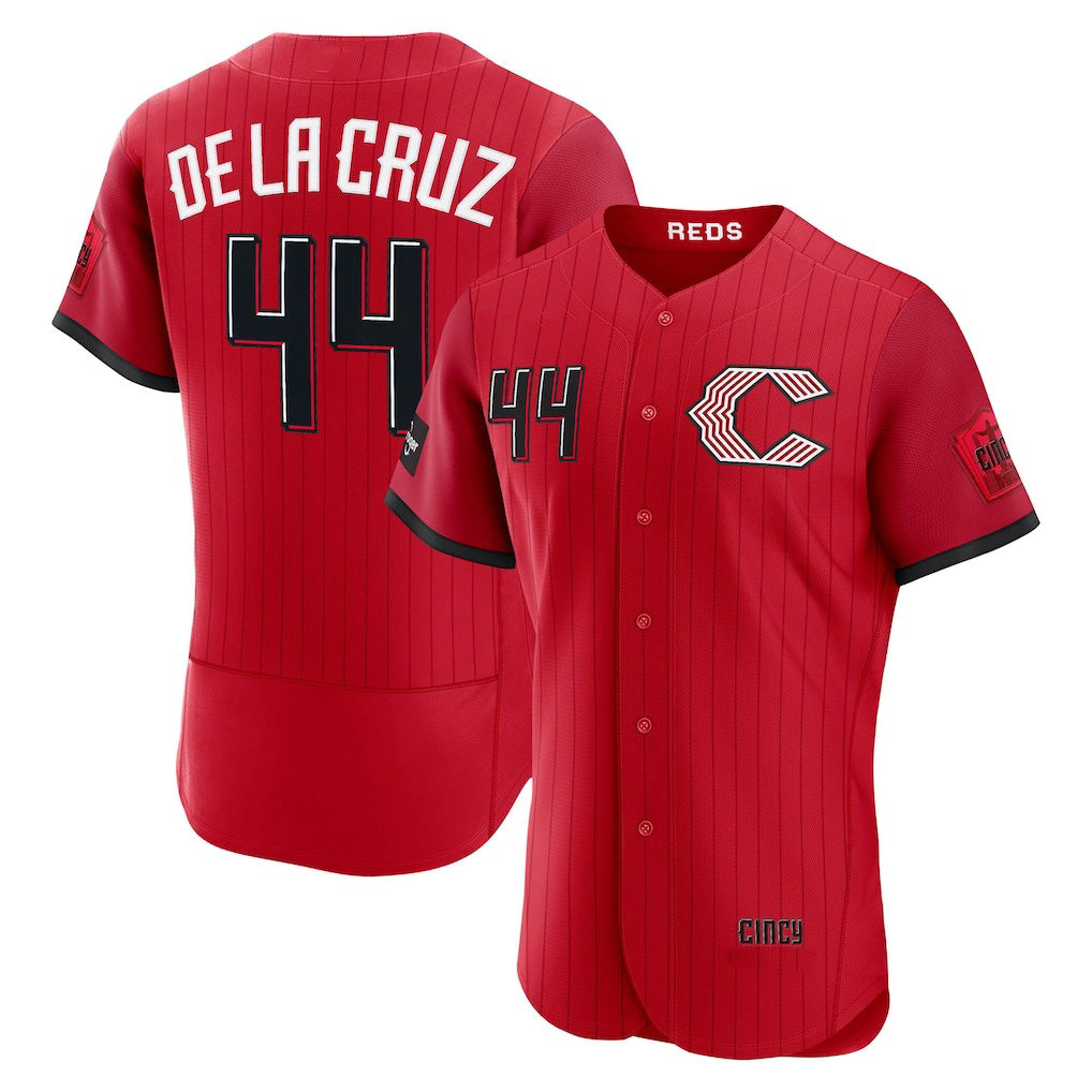 Cincinnati Reds #44 Elly De La Cruz Red AmberGomez 2026 City Connect Authentic Sponsor Patch Jersey