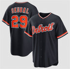 Detroit Tigers #29 Tarik Skubal Navy AmberGomez Alternate Stitched Jersey