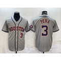 Houston Astros #3 Jeremy Pena Number Grey AmberGomez With Patch Stitched Cool Base Jersey