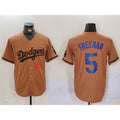Los Angeles Dodgers #5 Freddie Freeman Number Olive AmberGomez Cool Base Limited Stitched Jersey 2