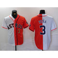 Houston Astros #3 Jeremy Pena Number White Orange AmberGomez Split Stitched Jersey