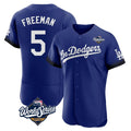 Los Angeles Dodgers #5 Freddie Freeman Player Royal AmberGomez World Series City Connect Elite Home Stitched Jerseys