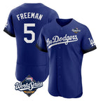 Los Angeles Dodgers #5 Freddie Freeman Player Royal AmberGomez World Series City Connect Elite Home Stitched Jerseys