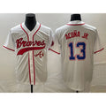 Atlanta Braves #13 Ronald Acuna Jr White AmberGomez Cool Base With Patch Stitched Jersey 2