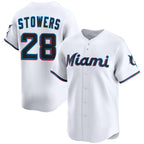 Miami Marlins #28 Kyle Stowers White AmberGomez 2024 Home Limited Stitched Jersey