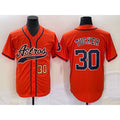 Houston Astros #30 Kyle Tucker Number Orange AmberGomez With Patch Cool Base Stitched Jersey