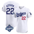 Los Angeles Dodgers #22 Clayton Kershaw Player White AmberGomez World Series Meet Limited Elite Stitched Jerseys