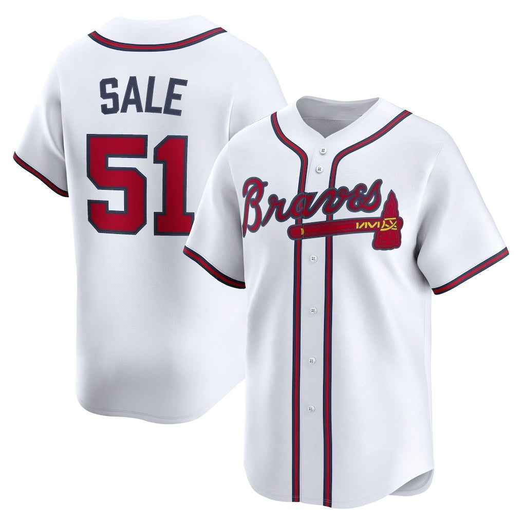 Atlanta Braves #51 Chris Sale White AmberGomez Home Limited Player Jersey