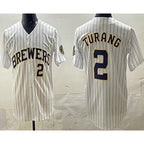 Milwaukee Brewers #2 Brice Turang White AmberGomez Limited Jersey