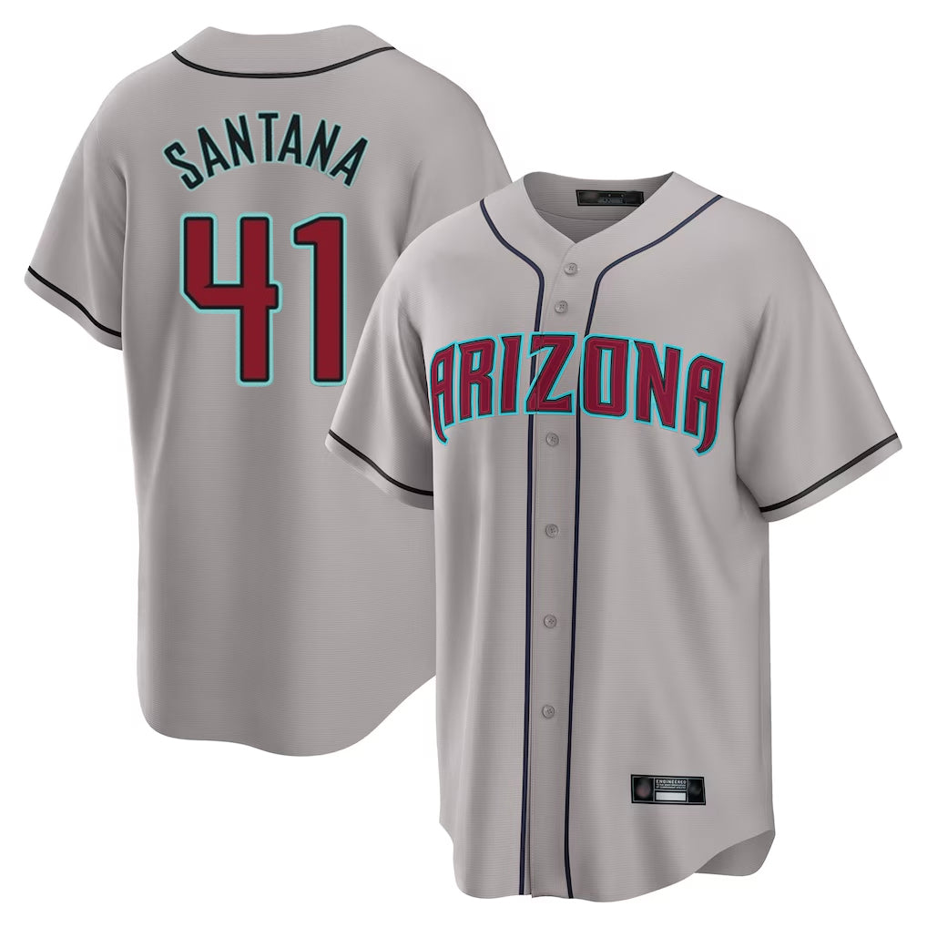 Arizona Diamondbacks #41 Carlos Santana Player Gray AmberGomez Road Home Game Stitched Jerseys