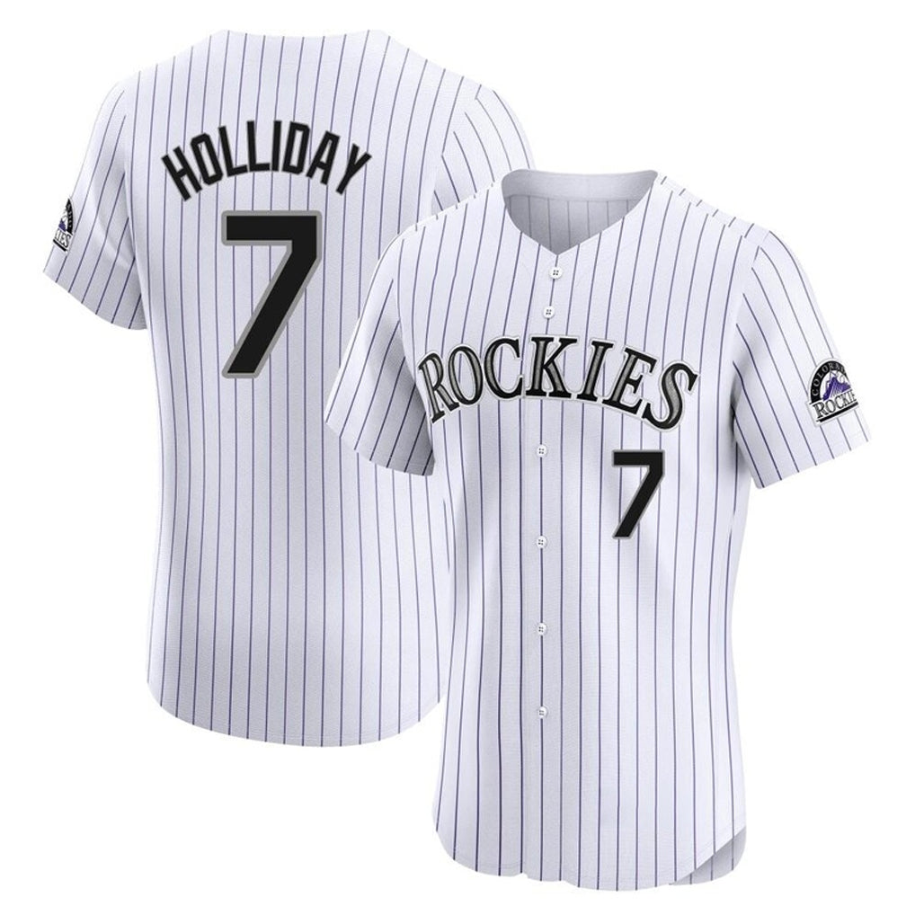 Colorado Rockies #7 Matt Holliday Player White AmberGomez Limited Elite Home Stitched Jerseys
