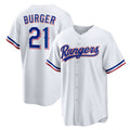 Texas Rangers #21 Jake Burger White AmberGomez Home Replica Jersey