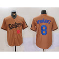 Los Angeles Dodgers #8 Kike Hernandez Number Olive AmberGomez Cool Base Limited Stitched Jersey 2