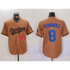Los Angeles Dodgers #8 Kike Hernandez Number Olive AmberGomez Cool Base Limited Stitched Jersey 2