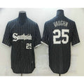 Chicago White Sox #25 Andrew Vaughn Black AmberGomez With Small Number 2021 City Connect Stitched Cool Base Jersey