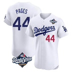 Los Angeles Dodgers #44 Andy Pages Player White AmberGomez World Series Limited Elite Home Stitched Jerseys