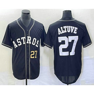 Houston Astros #27 Jose Altuve Number Black AmberGomez Cool Base Stitched Jersey