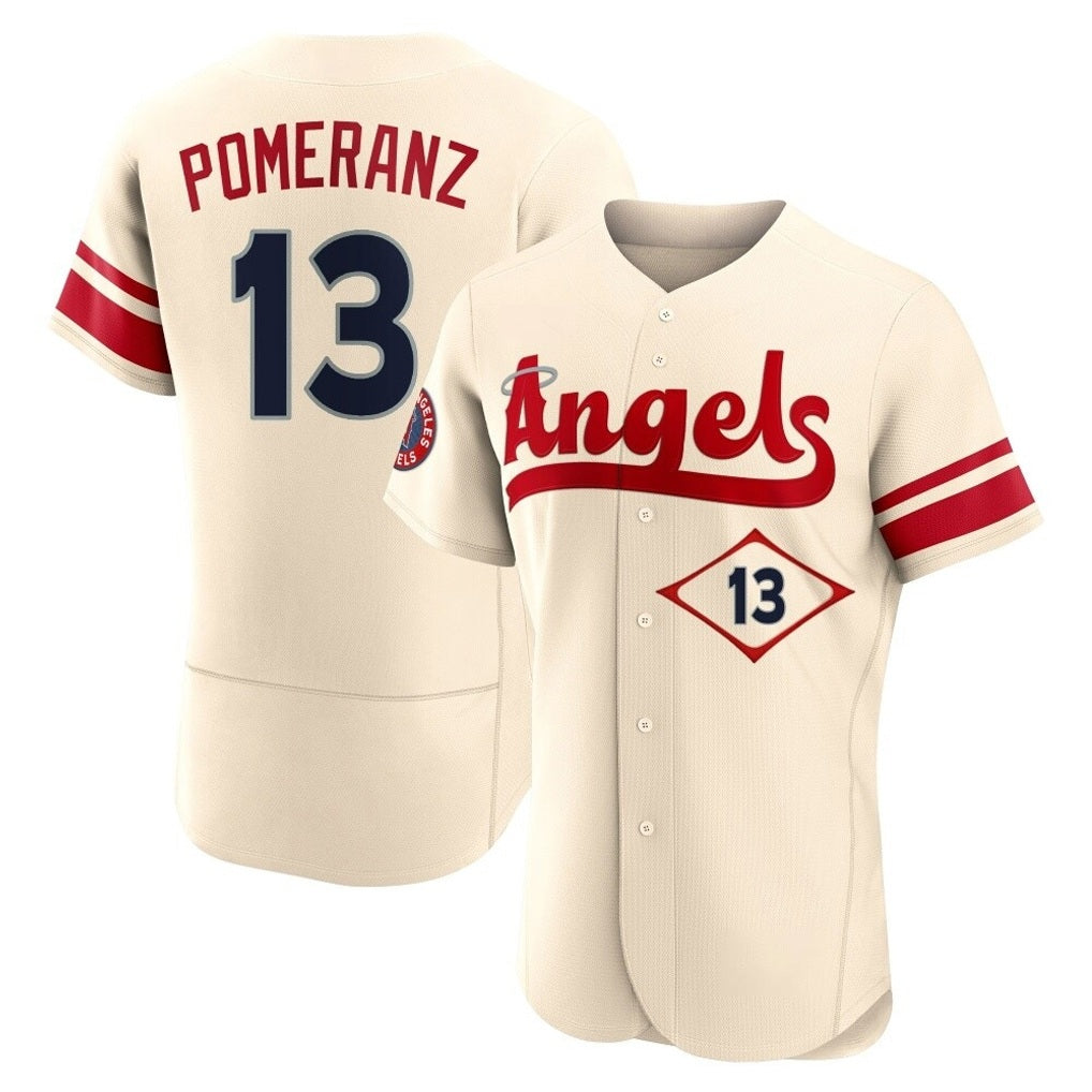 Los Angeles Angels #13 Drew Pomeranz Player Cream AmberGomez City Connect Limited ELite Home Stitched Jerseys