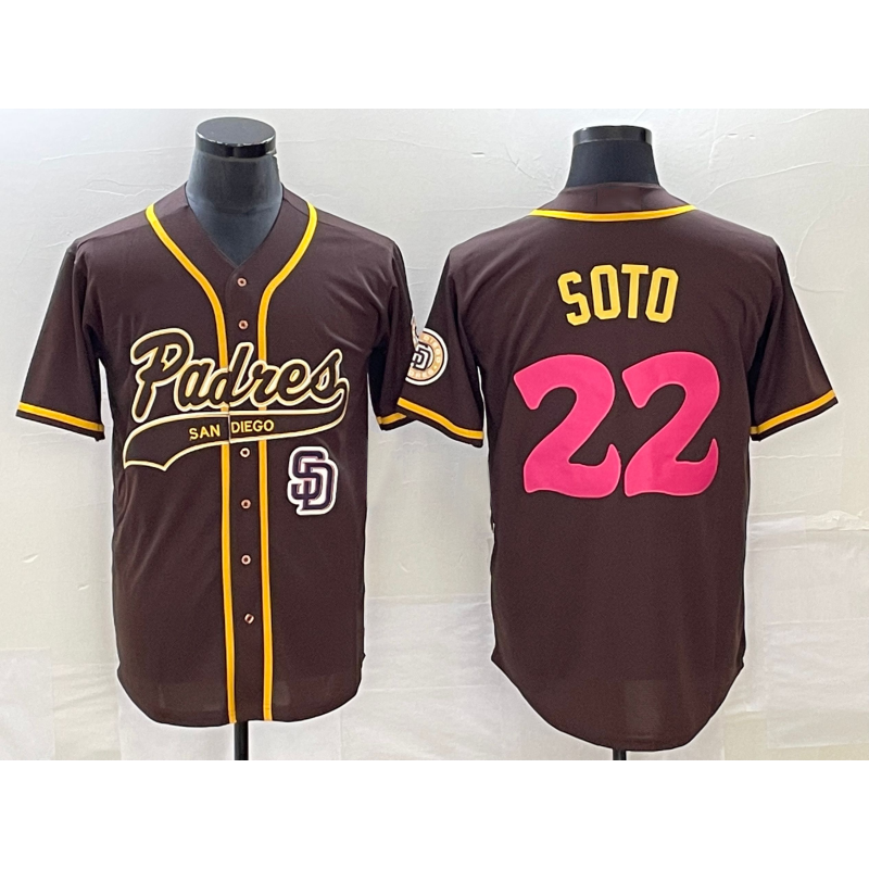 San Diego Padres #22 Juan Soto Brown AmberGomez NEW 2023 City Connect Cool Base Stitched Jersey 2
