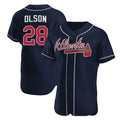 Atlanta Braves #28 Matt Olson Navy AmberGomez Flex Base Stitched Jersey