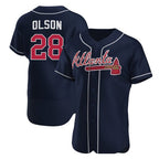 Atlanta Braves #28 Matt Olson Navy AmberGomez Flex Base Stitched Jersey