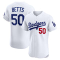 Los Angeles Dodgers #50 Mookie Betts White AmberGomez Home Elite Player Jersey