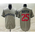 Minnesota Twins #25 Byron Buxton 2023 Grey AmberGomez Home Team Cool Base Stitched Jersey