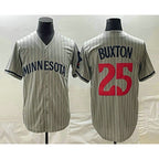 Minnesota Twins #25 Byron Buxton 2023 Grey AmberGomez Home Team Cool Base Stitched Jersey