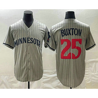 Minnesota Twins #25 Byron Buxton 2023 Grey AmberGomez Home Team Cool Base Stitched Jersey