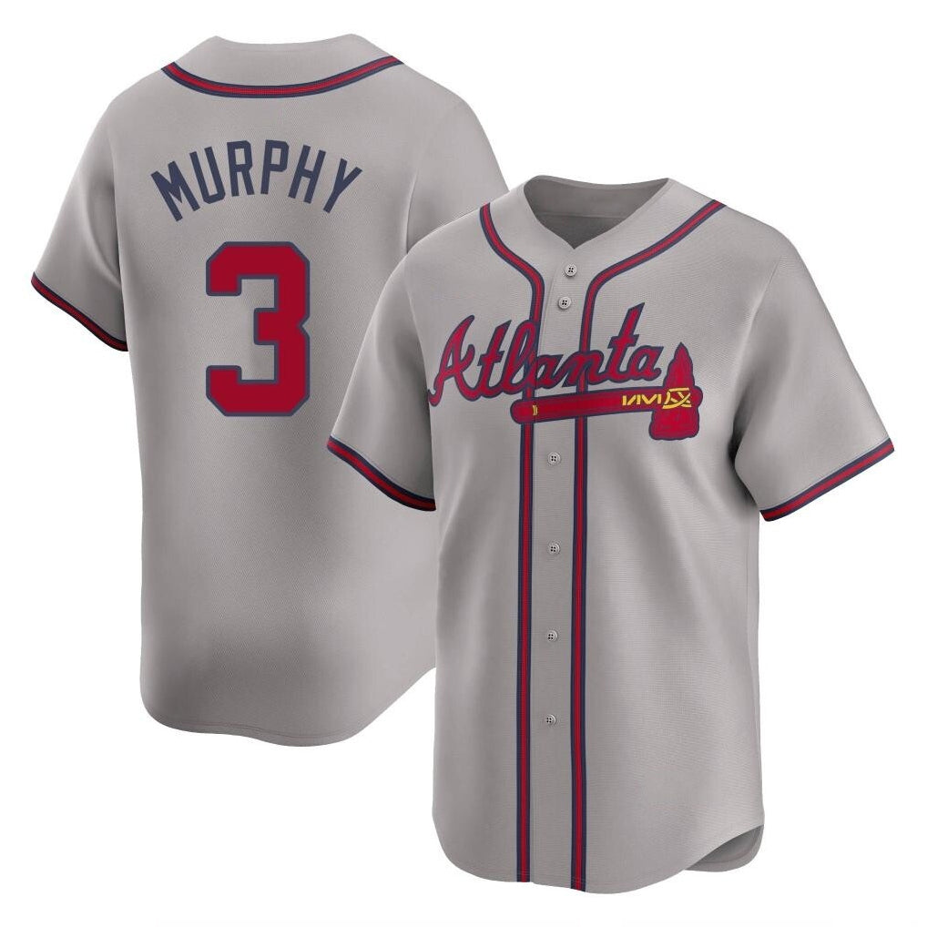Atlanta Braves #3 Dale Murphy Player Gray AmberGomez Limited Home Game Stitched Jerseys