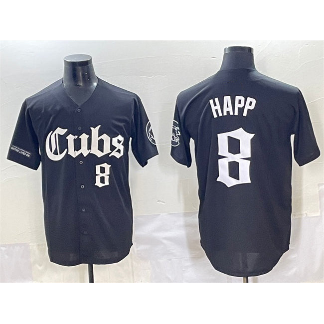 Chicago Cubs #8 Ian Happ Black AmberGomez 'Gothic North Side Edition' Vapor Premier Limited Stitched Jersey