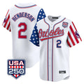 Baltimore Orioles #2 Gunnar Henderson Player White AmberGomez USA 250 Independence Day Vapor Premier Home Game Stitched Jerseys