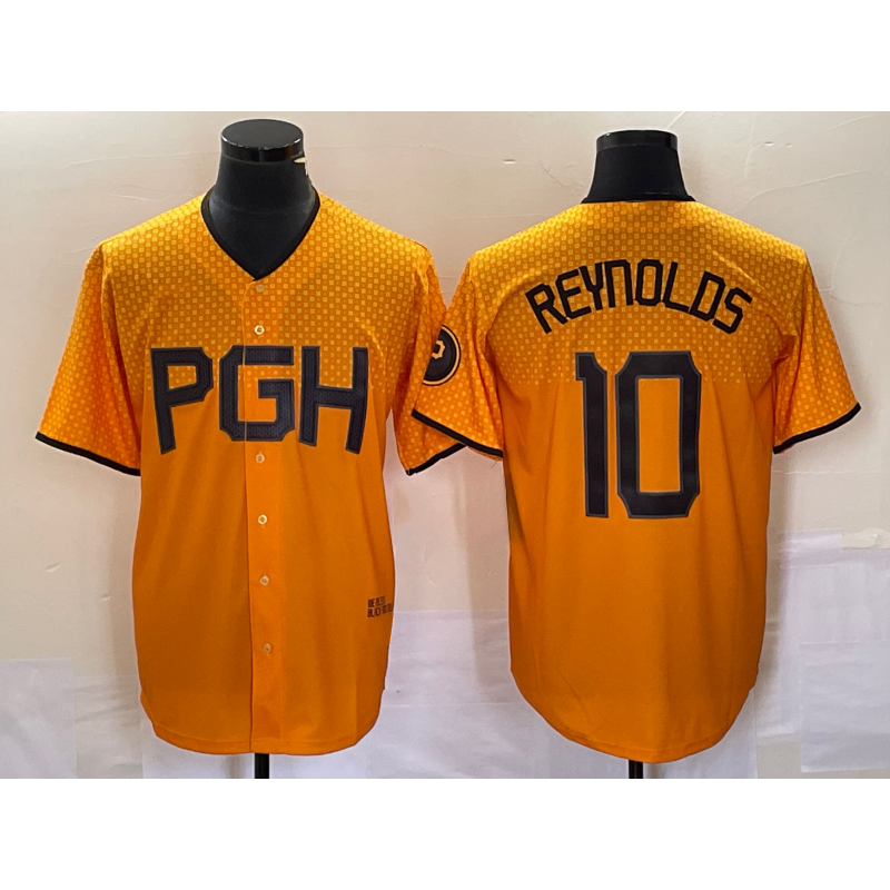 Pittsburgh Pirates #10 Bryan Reynolds Gold AmberGomez 2023 City Connect Stitched Jersey