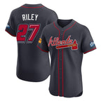 Atlanta Braves #27 Austin Riley Player Navy AmberGomez 2025 Speedway Classic Limited Elite Home Game Stitched Jerseys