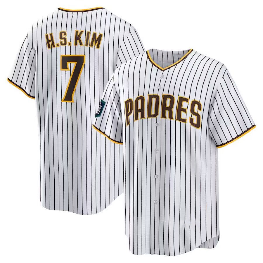 San Diego Padres #7 Ha Seong Kim White AmberGomez Stitched Cool Base White Jersey