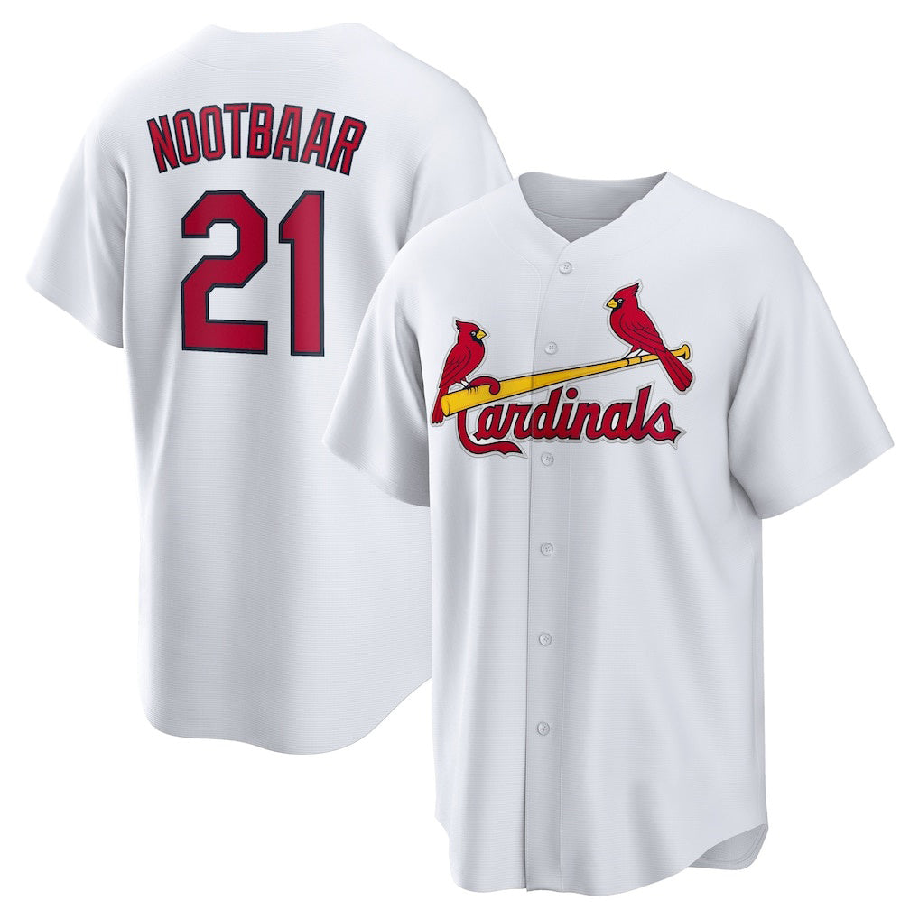 St. Louis Cardinals #21 Lars Nootbaar White AmberGomez Home Replica Jersey
