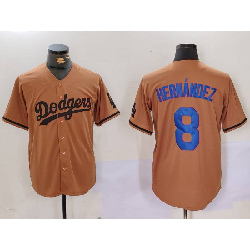 Los Angeles Dodgers #8 Kike Hernandez Olive AmberGomez Cool Base Limited Stitched Jersey