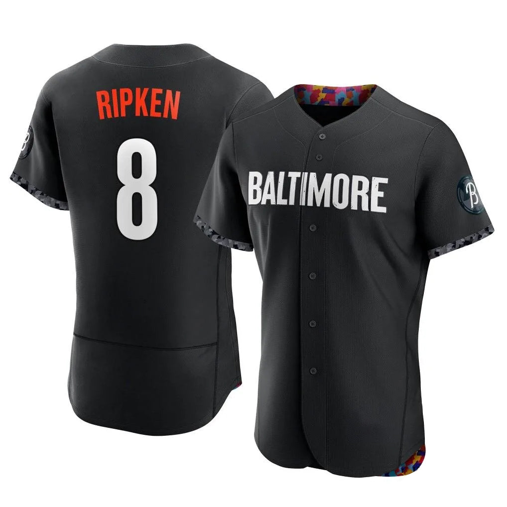 Baltimore Orioles #8 Cal Ripken Player Black AmberGomez City Connect Limited Elite Home Game Stitched Jerseys
