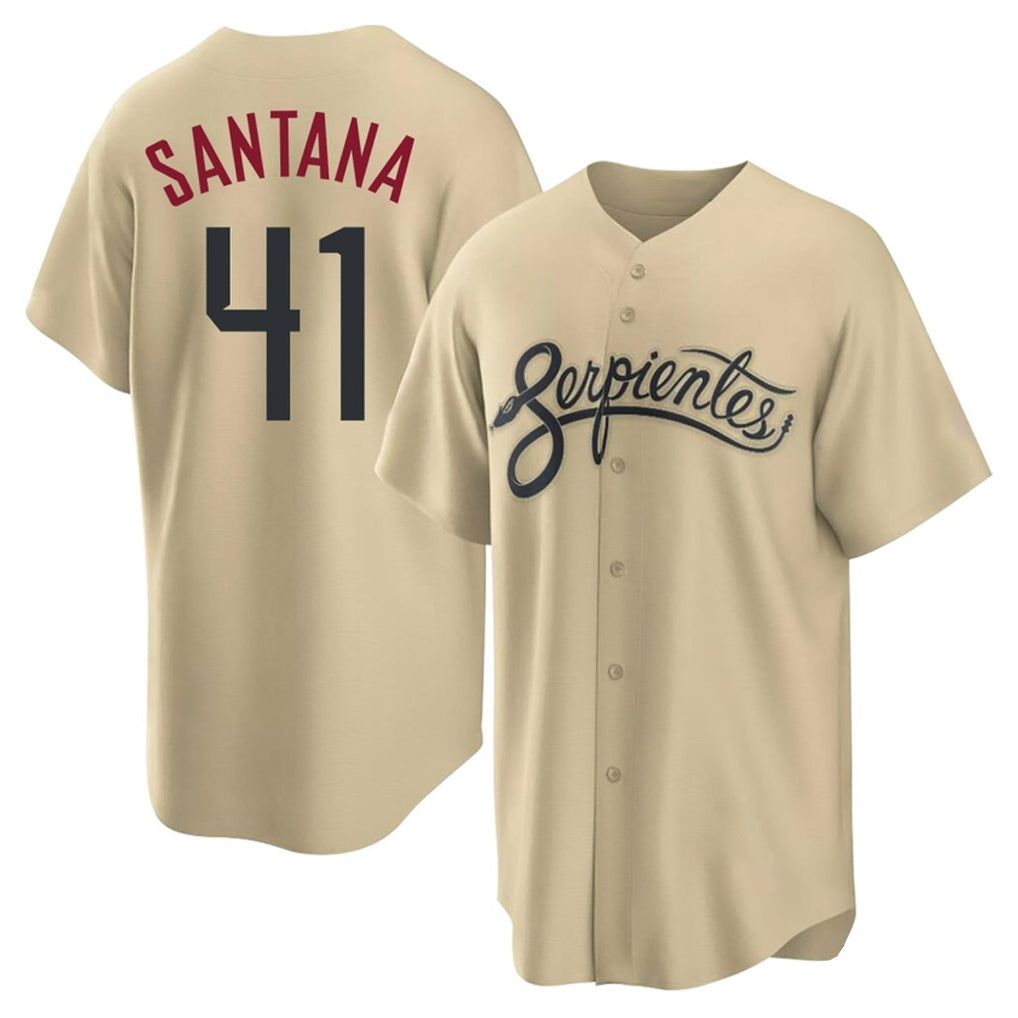 Arizona Diamondbacks #41 Carlos Santana Player Tan AmberGomez City Connect Home Game Stitched Jerseys