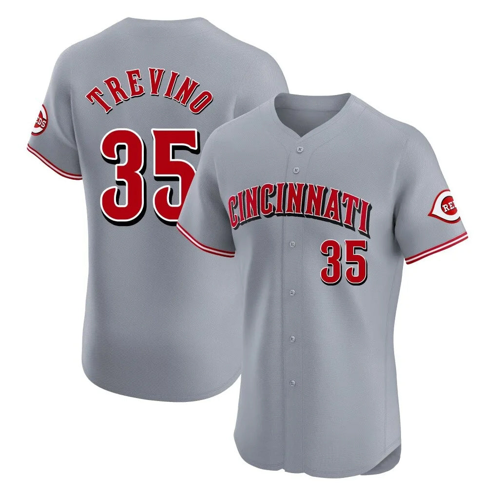 Cincinnati Reds #35 Jose Trevino Player Gray AmberGomez Limited Elite Home Stitched Jerseys