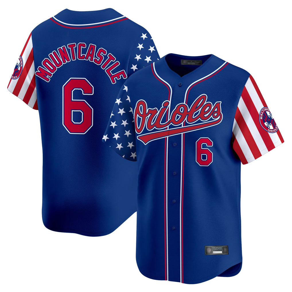 Baltimore Orioles #6 Ryan Mountcastle Player Royal AmberGomez Independence Day Vapor Premier Limited Home Game Stitched Jerseys